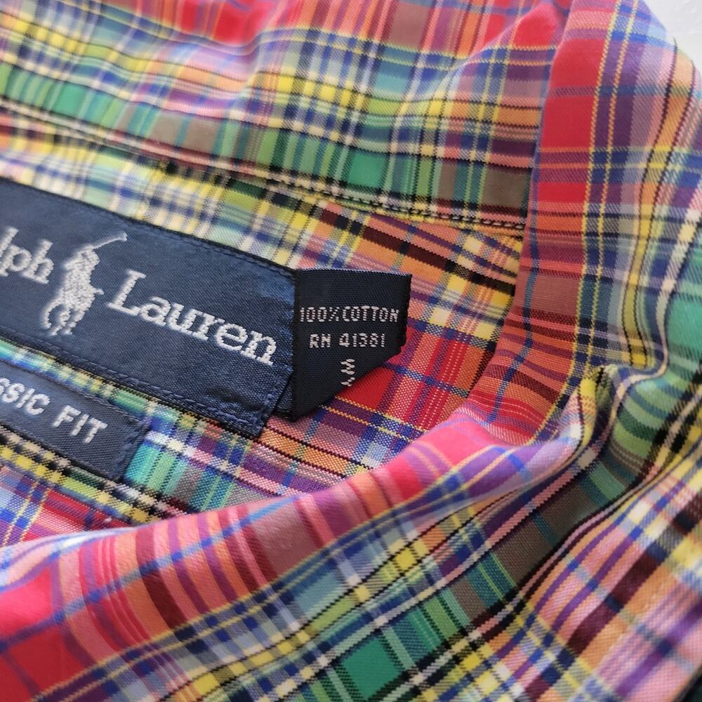 Ralph Lauren Button Down Shirt Mens L Red Plaid Long Sleeve Preppy Logo Pony - Picture 11 of 16